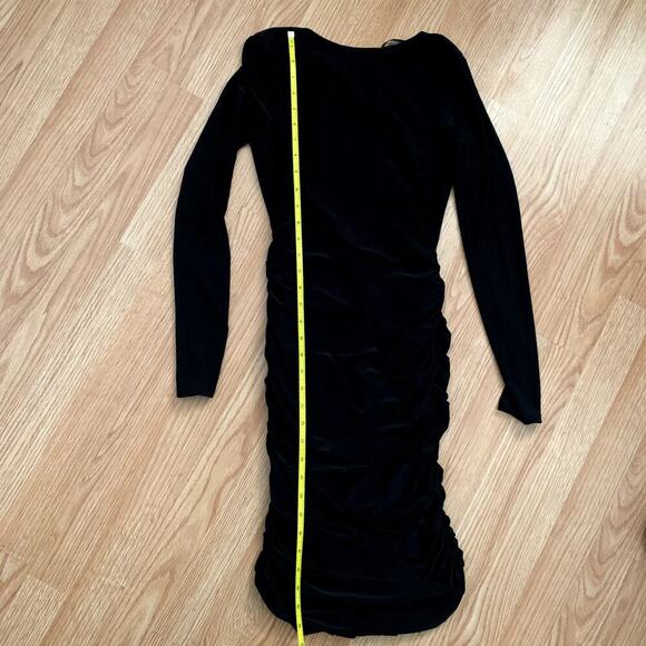 Lulus Black Ruched Open Back Long Sleeve Mini Dress Size XS NWT - Picture 4 of 16